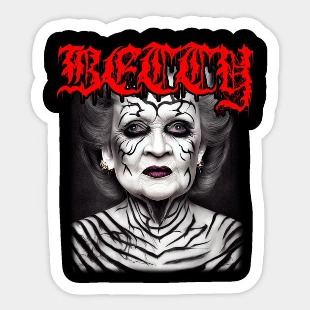 Black Metal Betty White Sticker by Soulphur Media